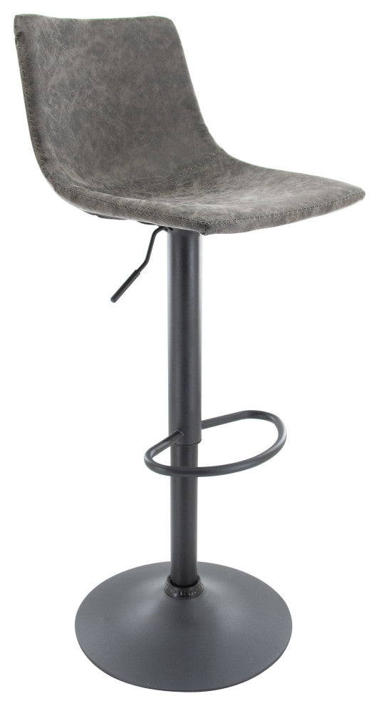 LeisureMod Tilbury Modern Adjustable Height & Swivel Bar Stool, Gray