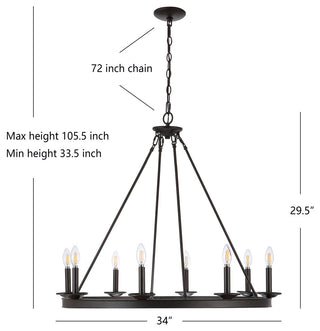 Safavieh Fauna 8 Light Chandelier, Oil Rubbed Bronze (Black)