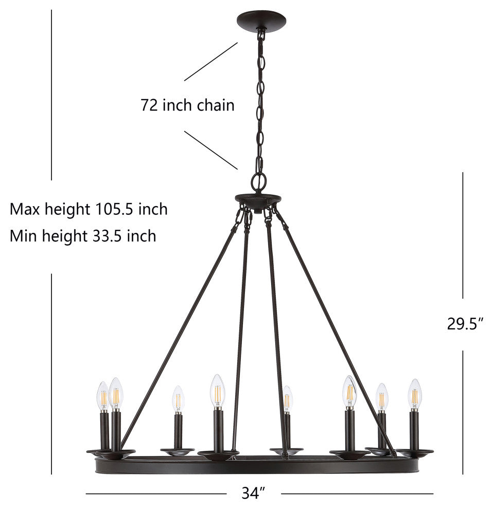 Safavieh Fauna 8 Light Chandelier, Oil Rubbed Bronze (Black)
