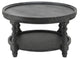 Benzara BM284922 Coffee Table, Fir Wood, Lower Tier Woven Wicker Shelf, Black