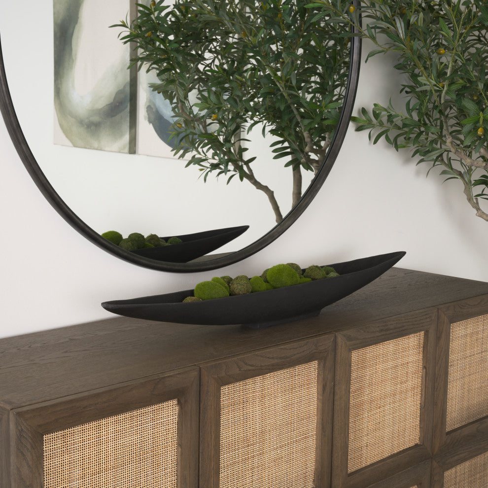 Piero Large Matte Black Metal Decorative Bowl