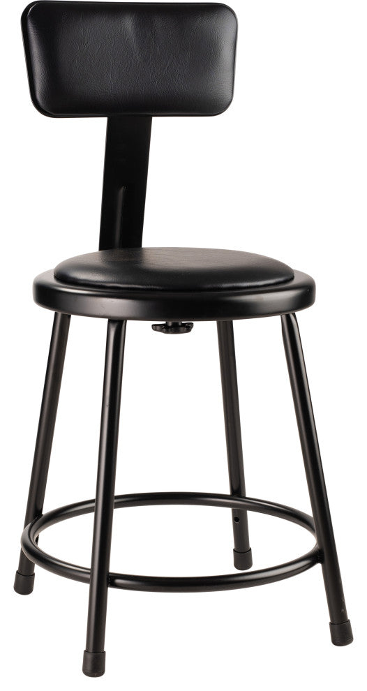 NPS 18"Heavy Duty Vinyl Padded Steel Stool With Backrest, Black