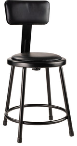 NPS 18"Heavy Duty Vinyl Padded Steel Stool With Backrest, Black