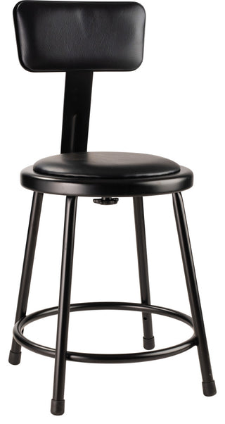 NPS 18"Heavy Duty Vinyl Padded Steel Stool With Backrest, Black