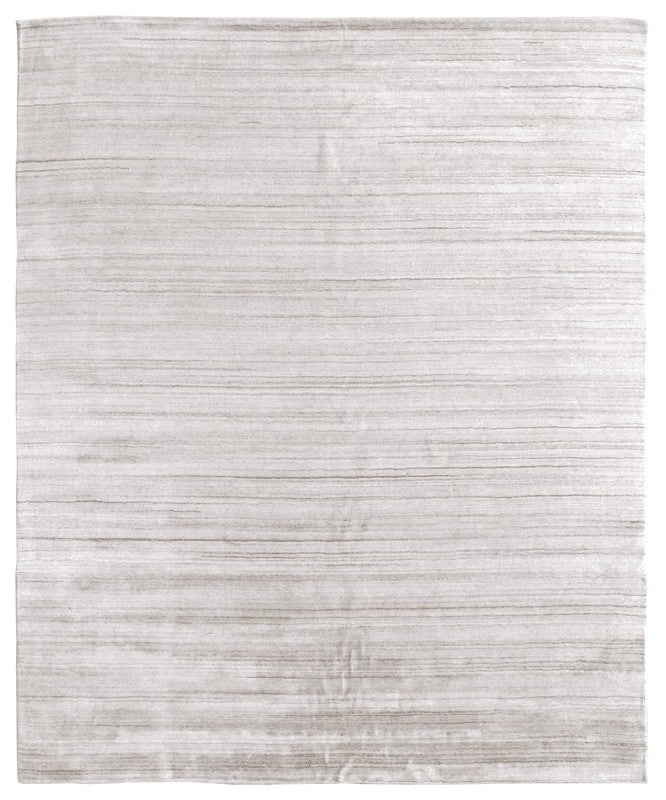 Sanctuary Handmade Hand Loomed Wool and Bamboo Silk Gray/Ivory Area Rug, 6'x9'