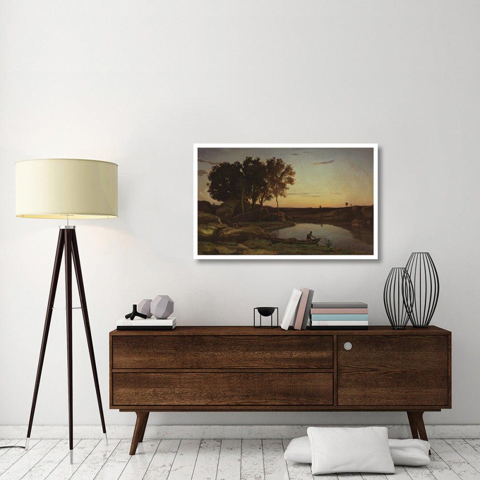 "Landscape with Lake and Boatman" Print by Jean-Baptiste-Camille Corot, 46"x29"