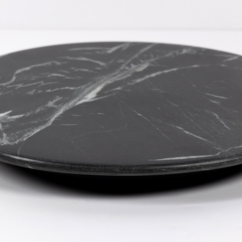 Marble Lazy Susan-Polished Black Marble
