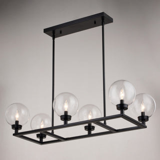 Vaxcel Lighting H0278 Lander 6 Light 35"W Linear Chandelier - Matte Black