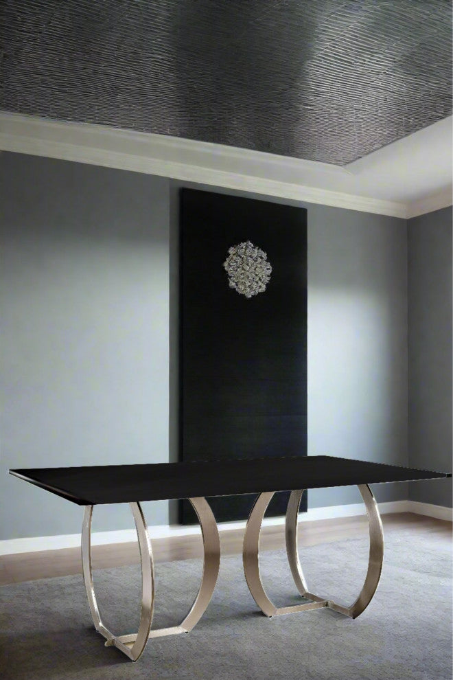 Monique Glass Top Chrome Dining Table for 6