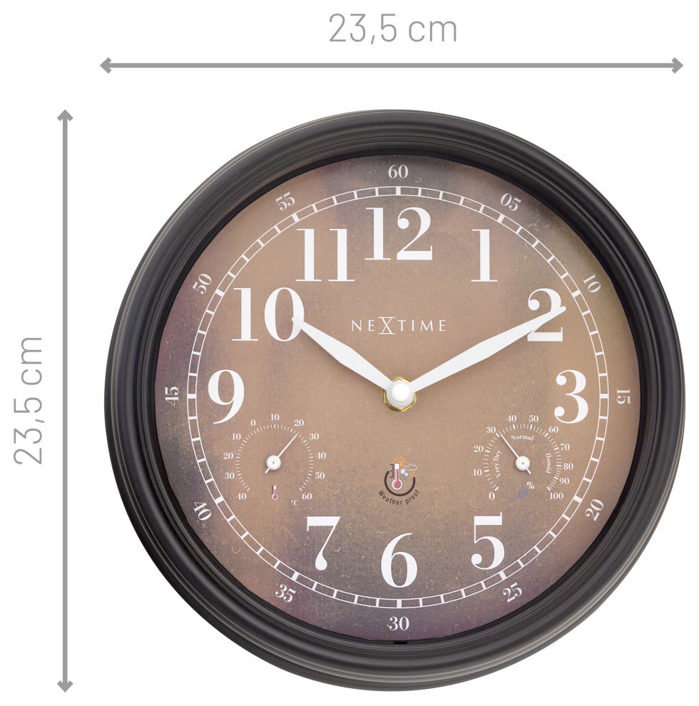 Jasmine 9.25 Inch Weatherstation Outdoor Wall Clock