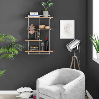 Rhodes 4 Tier Modern Floating Windowsill Shelf With, White/Light Walnut