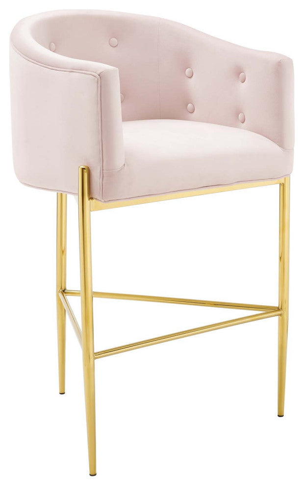Savour Tufted Performance Velvet Bar Stool Pink