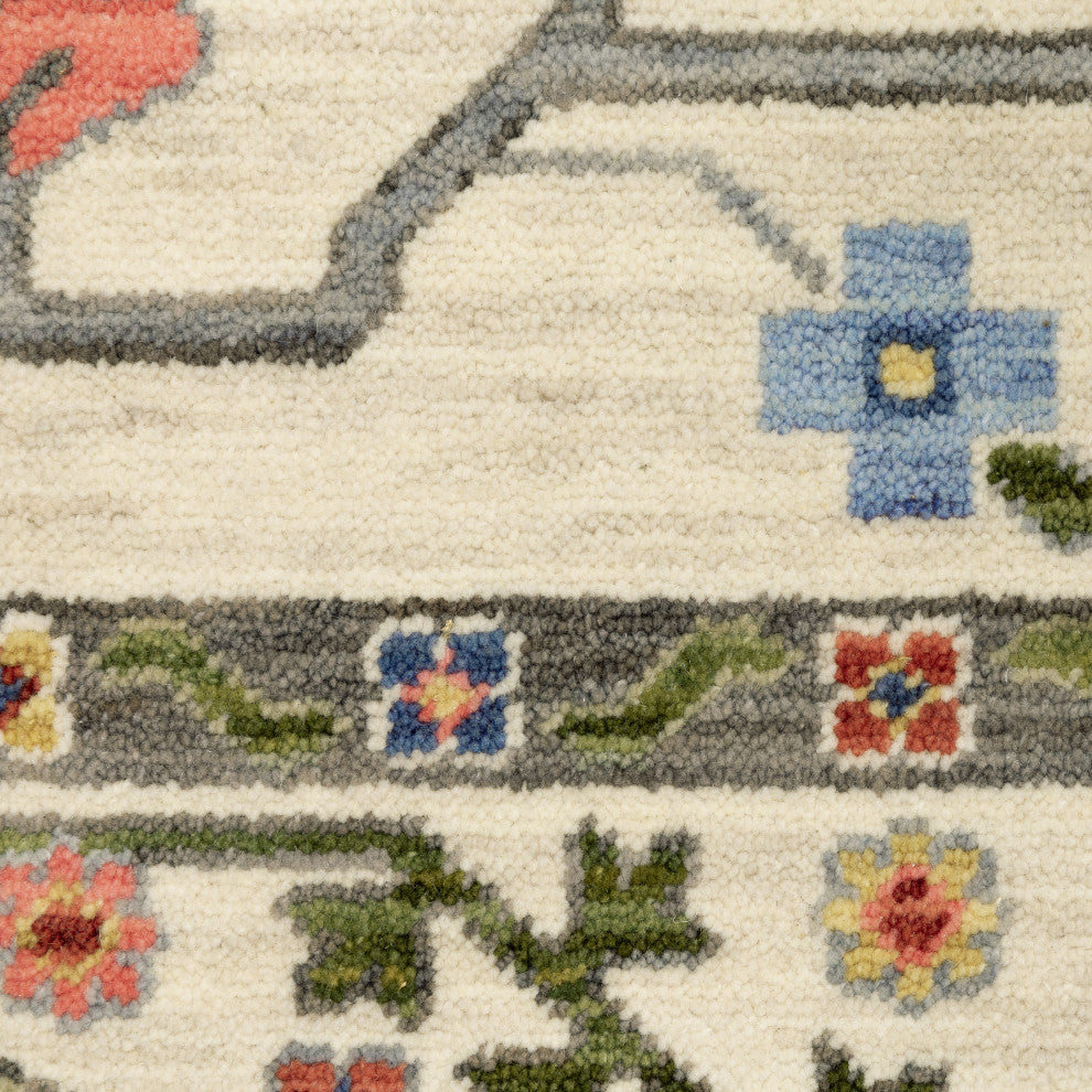 Leoness Persian Floral Indoor Area Rug, Ivory, 2'6" x 12'
