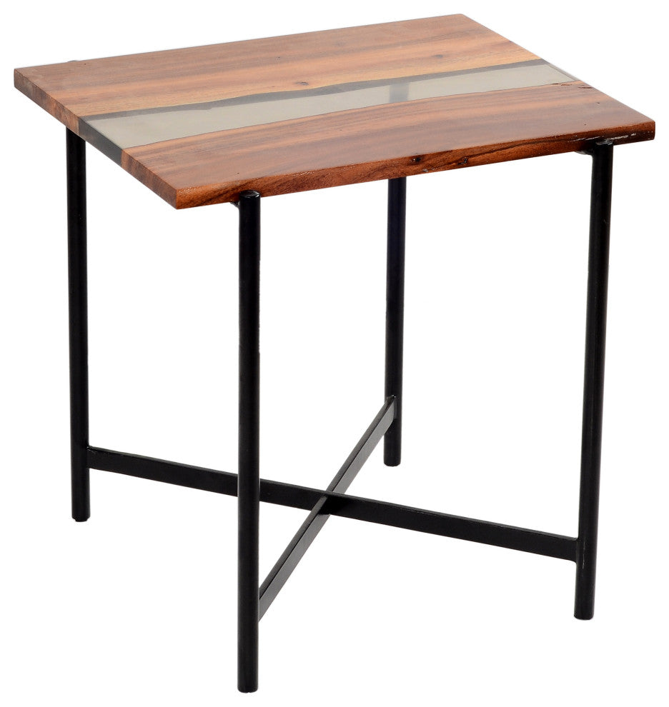 Rivers Edge 22" Acacia Wood and Acrylic End Table