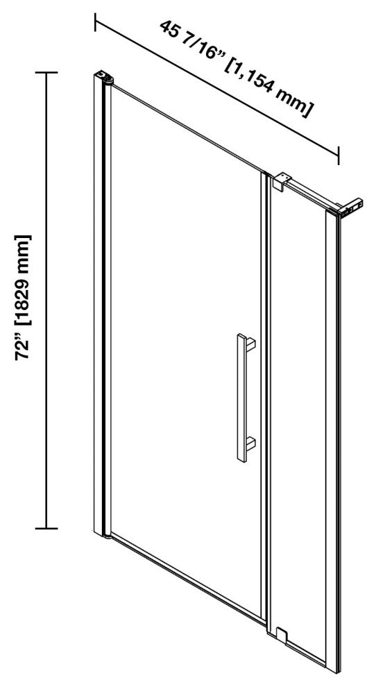 Pasadena 45 7/16-47 3/8"Wx72"H Alcove Pivot Shower Door Gold