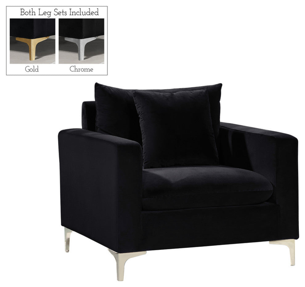 Naomi Velvet Upholstered Chair, Black