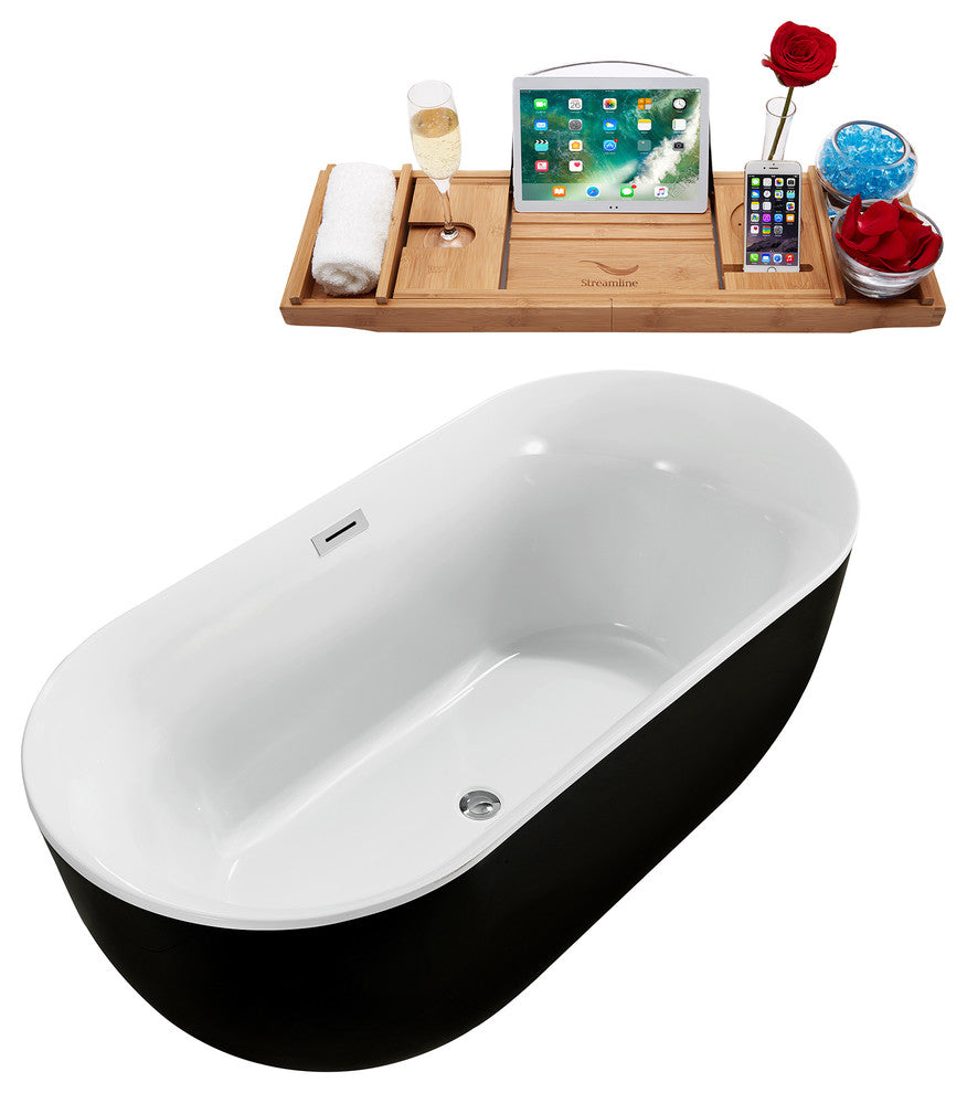 67" Streamline N-802-67FSBL-FM Soaking Freestanding Tub With Internal Drain