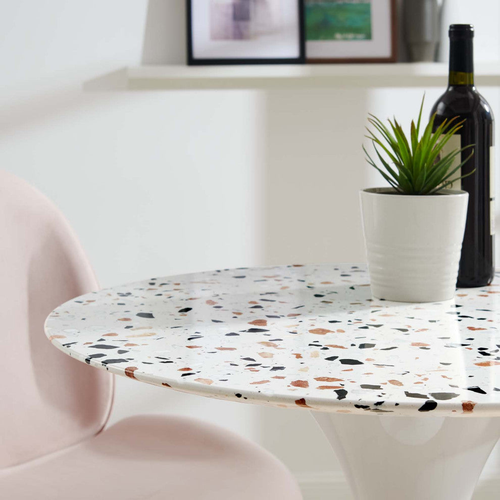 28" Bar Table, Round, White, Metal, Modern, Bar Pub Cafe Bistro Hospitality