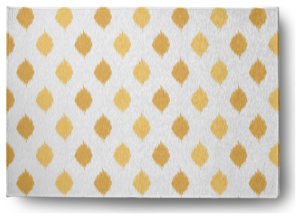 Ikat Dot Stripes Soft Chenille Area Rug, Yellow, 5'x7'