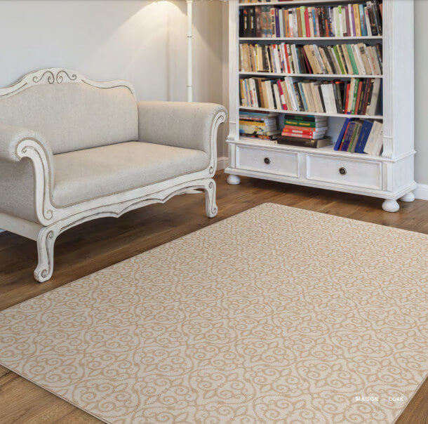 Scroll Pattern 3/8 Thick Indoor Area Rug Carpet, Cork, 7x9