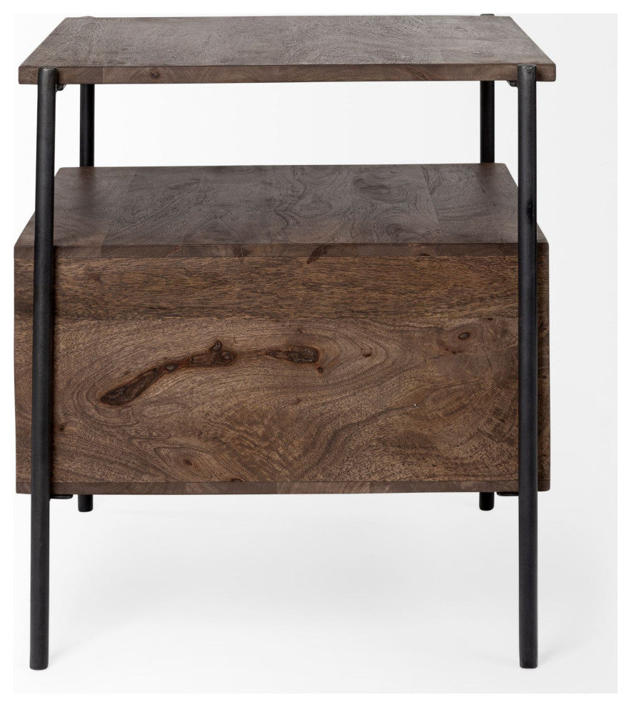 24" Brown Solid Wood Square End Table
