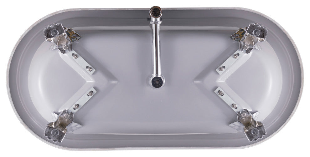 59" Acrylic Roll-Top Clawfoot Non-Whirlpool Bathtub, Gray