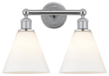 Berkshire 2-Light 17" Vanity Light, Polished Chrome Finish, Matte White Shade