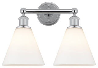 Berkshire 2-Light 17" Vanity Light, Polished Chrome Finish, Matte White Shade