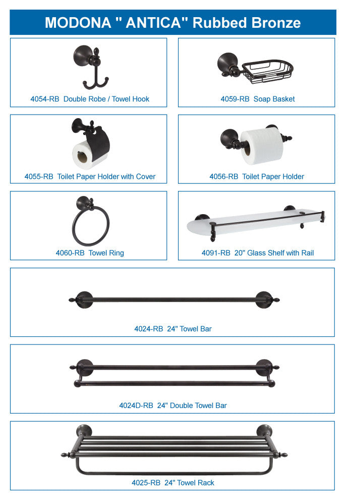 MODONA's 24" Towel Bar Antica Series -, Rubbed Bronze