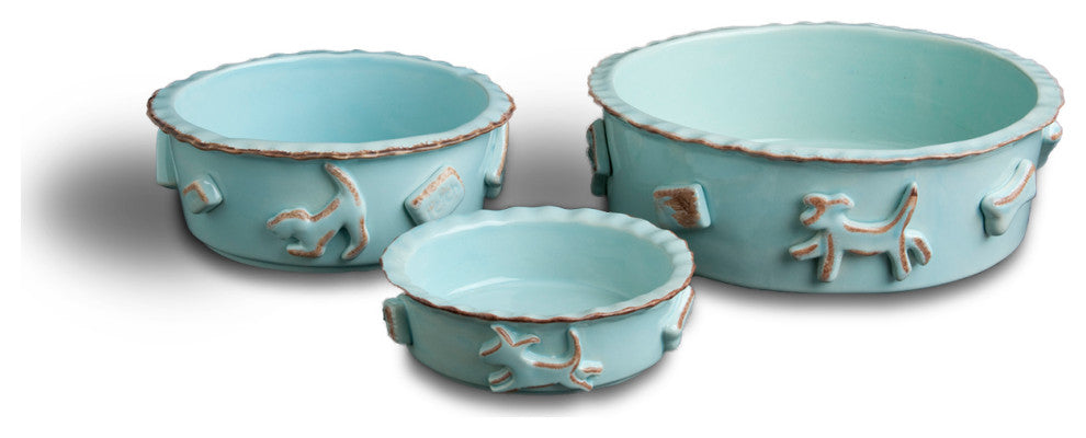 Large Dog Food And Water Bowl, Baby Blue