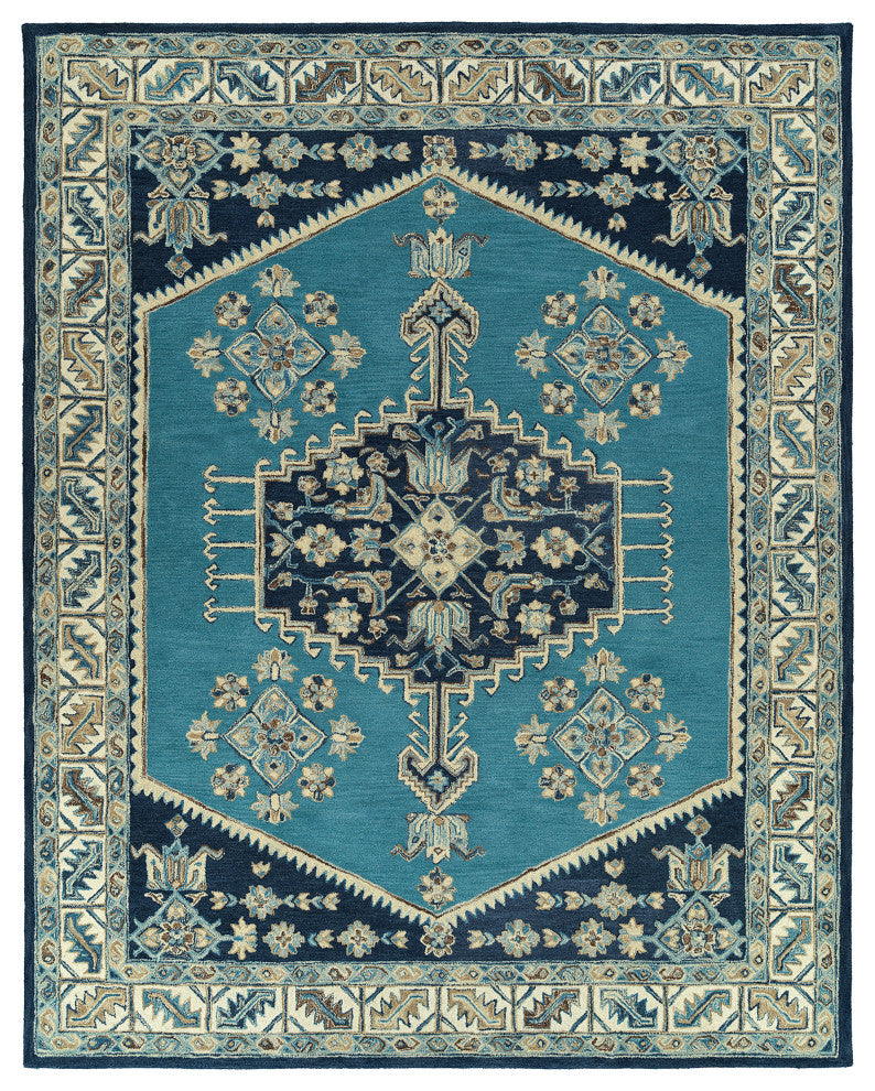 Charlotte Collection Blue 4' x 6' Rectangle Indoor Area Rug
