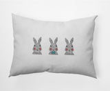 Bunny Triplets Easter Indoor/Outdoor Lumbar Pillow, Explorer Blue, 14x20"
