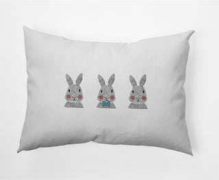 Bunny Triplets Easter Indoor/Outdoor Lumbar Pillow, Explorer Blue, 14x20"