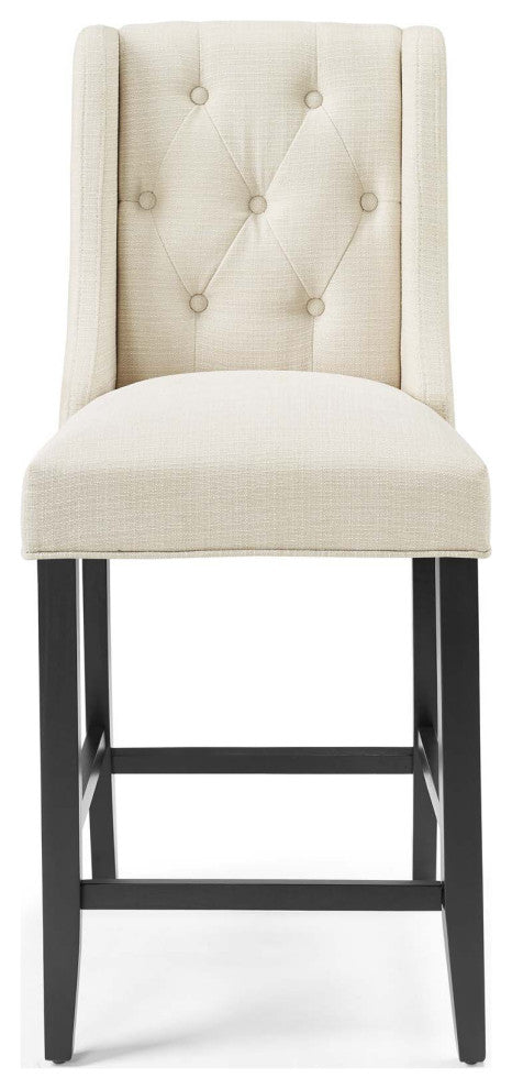 Counter Stool Chair, Set of 2, Fabric, Wood, Beige, Modern, Bar Pub Cafe Bistro