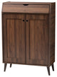 Cormier Midcentury Modern Walnut Brown Finish 2-Door Wood Shoe Storage Cabinet