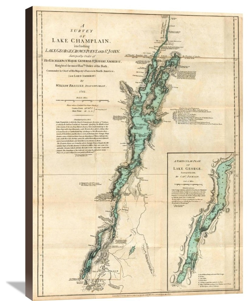 A Survey, Lake Champlain, Lake George, Crown Point And St. John, 1776, 27"x36"