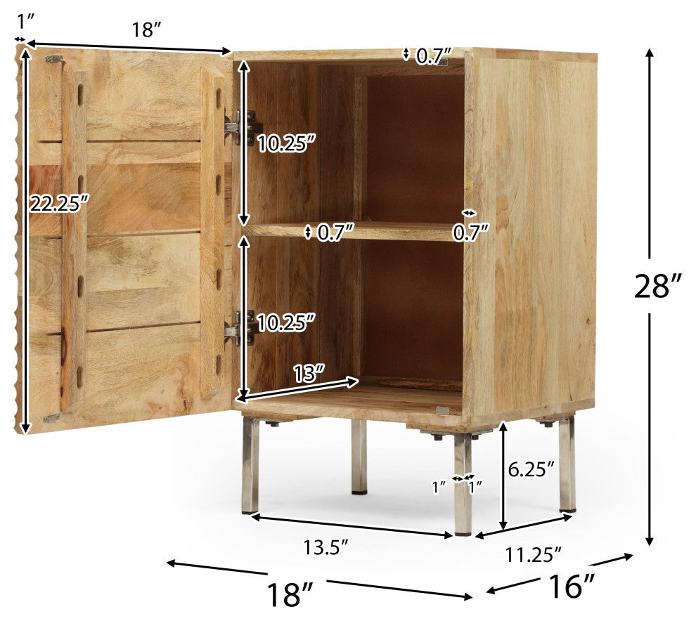 Lesley Modern Handcrafted Mango Wood and Iron Side Table
