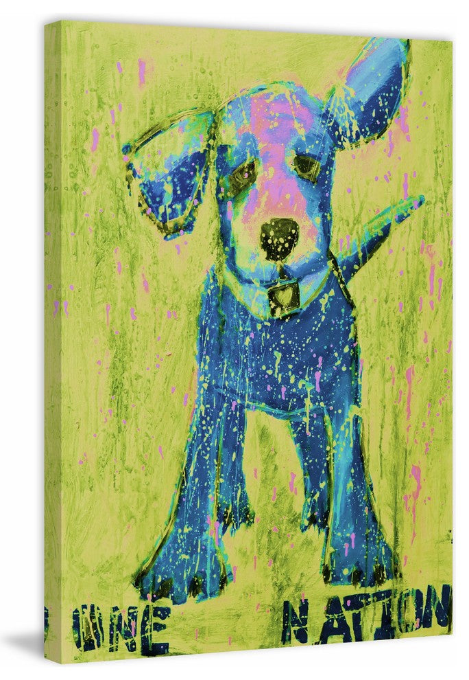 "Blue and Yellow One Nation" Painting Print on Wrapped Canvas, 30"x45"