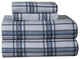 Pointehaven 170 Flannel Sheet Set, Blue Plaid, Queen