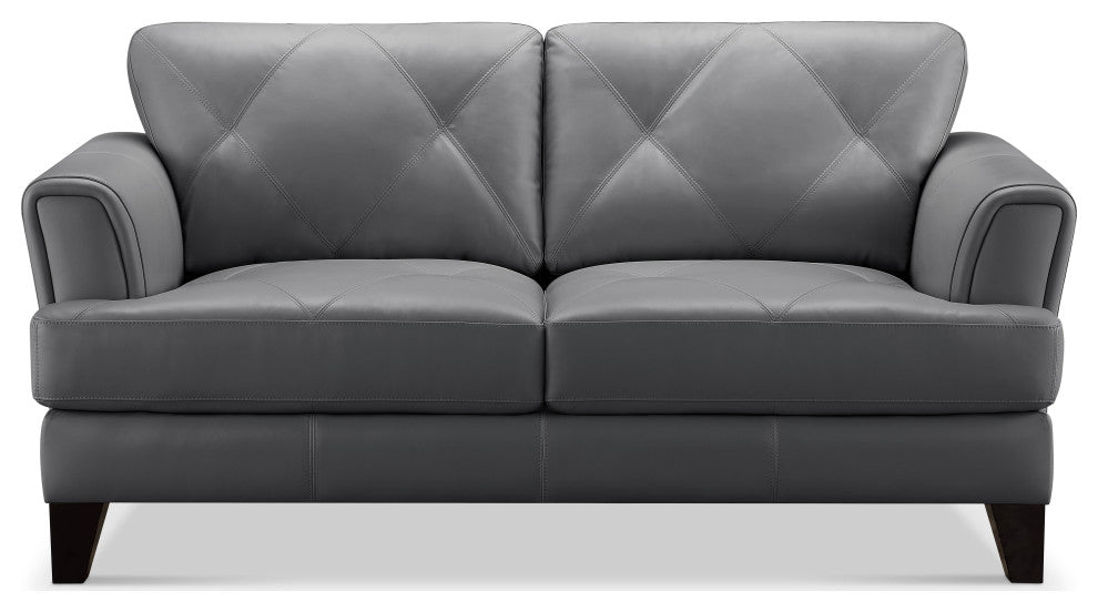 Savannah Leather Loveseat, Blue