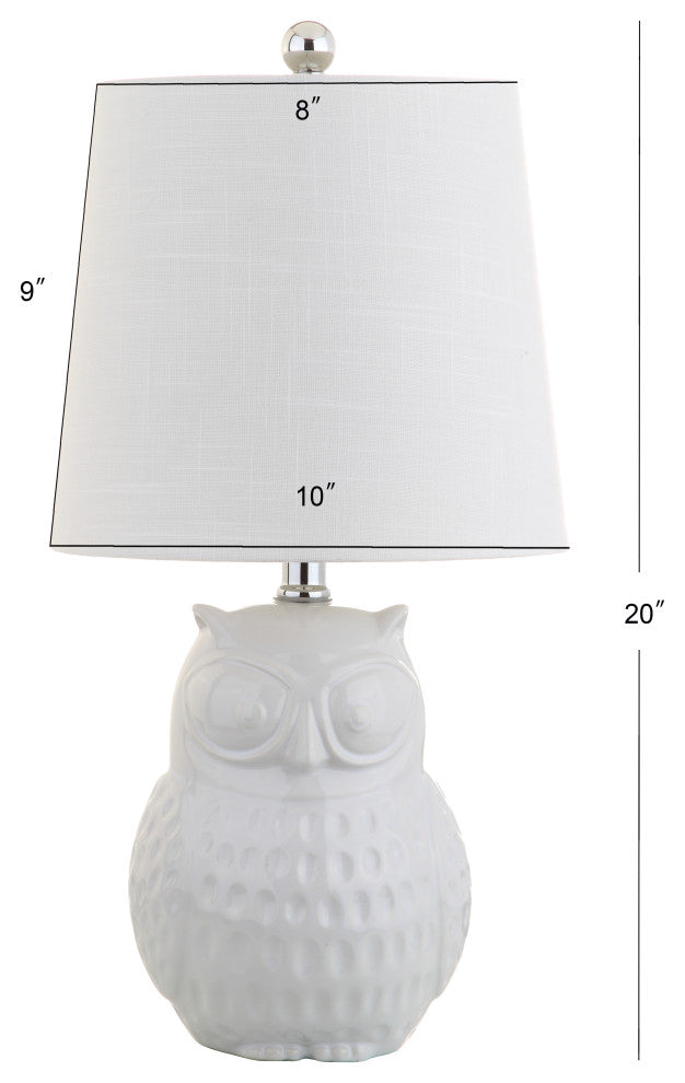 Hoot 20.5" Ceramic Mini Table Lamp, White Owl