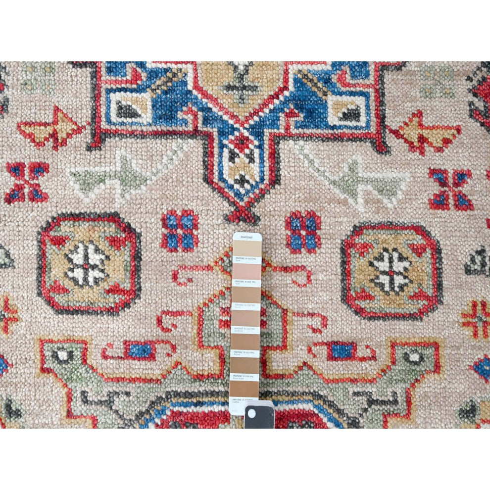 Buttery Brown Geometric Design Wool Hand Knotted Oversized Rug, 11'9"x14'10"
