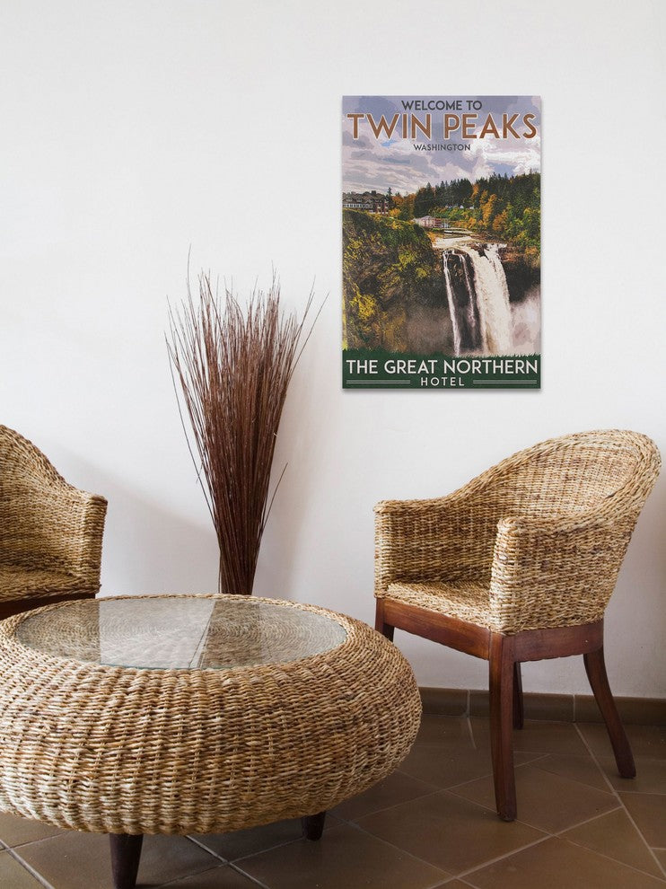 "Travel Poster Twin Peaks" Painting Print on Wrapped Canvas, 40"x60"