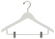 White Rubberized Wooden Combo Hangers With Clips, Box of 50