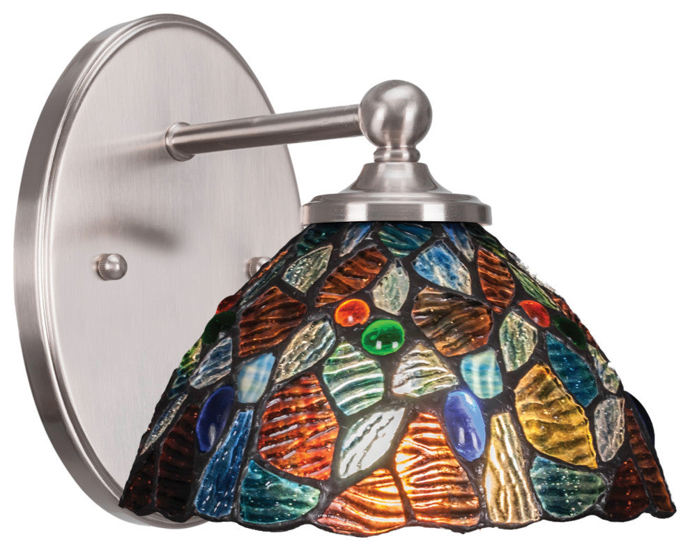 Capri 1-Light Wall Sconce, Brushed Nickel/Blue Mosaic Art