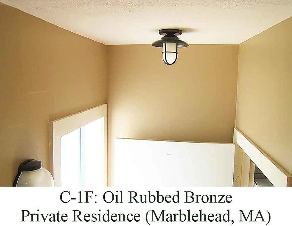 Nautical Flush Ceiling Light Solid Brass Interior/Exterior, Unlacquered Brass