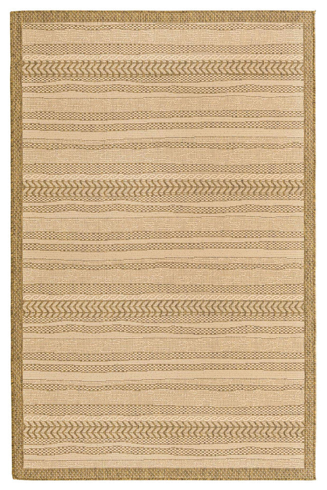 Rug Unique Loom Outdoor Border Brown Rectangular 5' 3 x 8' 0