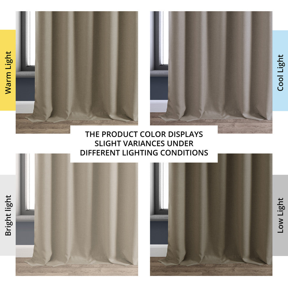 Signature Faux Linen Blackout Curtain Single Panel, Safari Tan, 50"w X 108"l