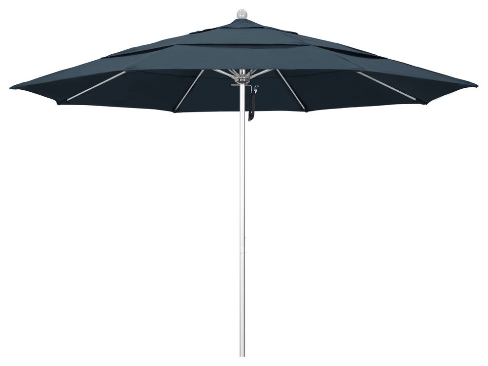 11' Fiberglass Umbrella Silver Anodized, Sapphire, 11'