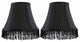 Silk Bell Lamp Shade, 5x9x7", Black With Black Fringe, Set of 2